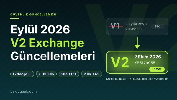 Exchange Server SE, 2019 ve 2016 için Eylül 2026 V2 Güvenlik Güncellemeleri Yayımlandı